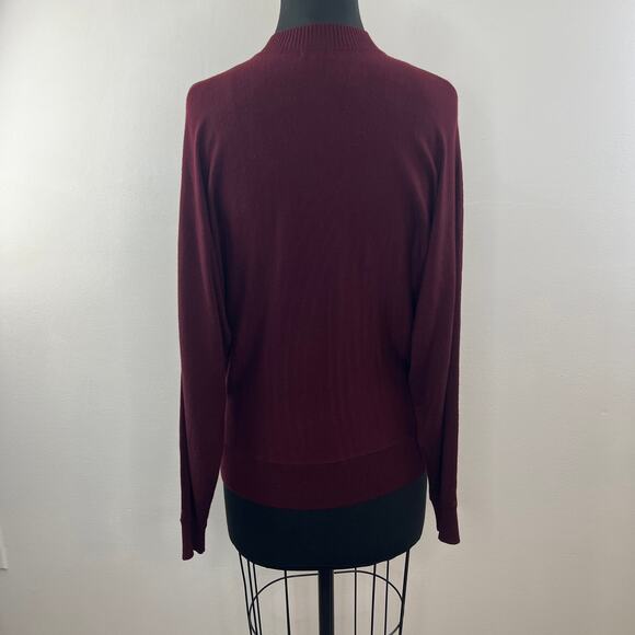 SPLENDID Red Wine Scoop Choker Neck Long Sleeve Tunic Sweater Pullover Knit S - Picture 5 of 8